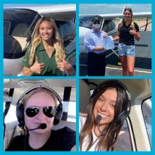 Four Baylor aviation science students represented the University at prestigious national meetings this spring. Lexi Gonzales, Jennifer Rasmussen, Brooke Botha and Romi Tsang.